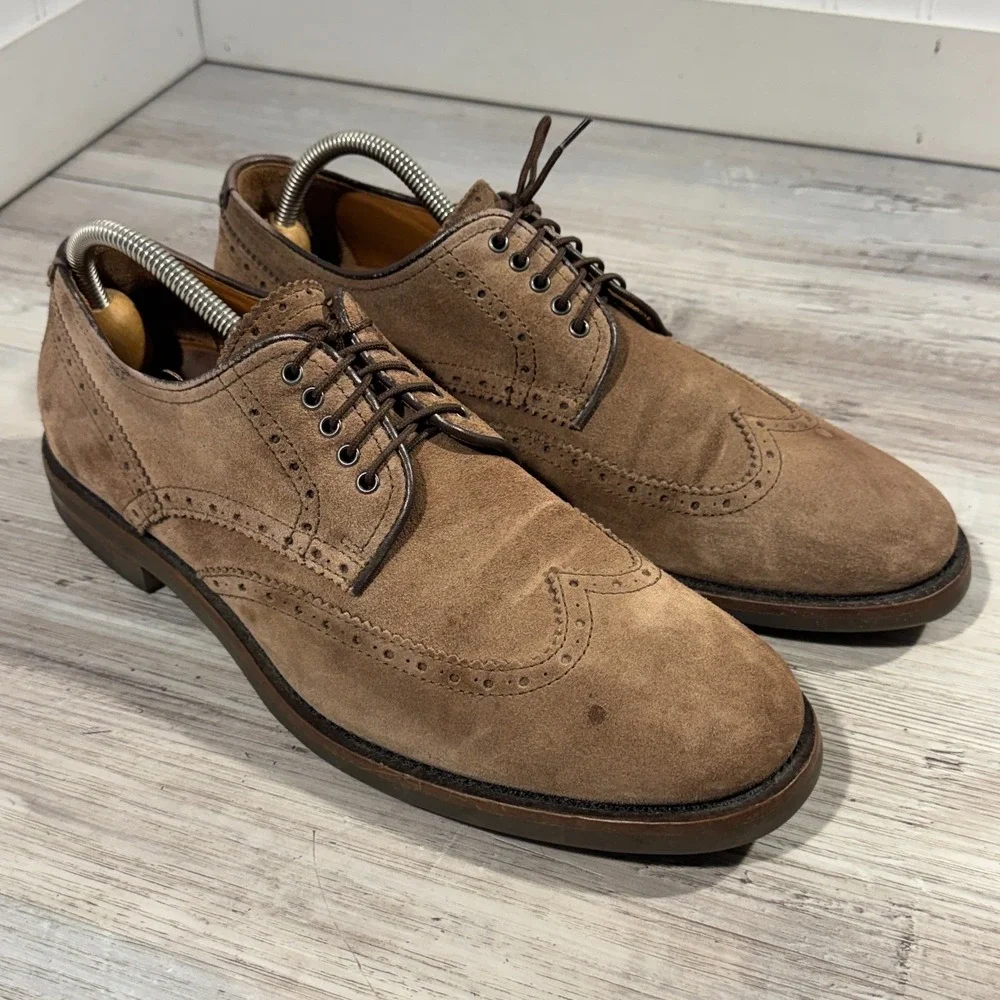 Aquatalia Carson Brogue Wingtip Oxford Men's Sz 11 Suede Lace Up Shoes